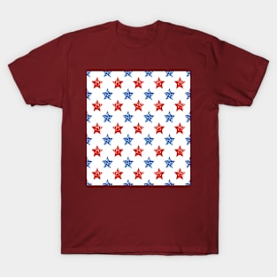 Seamless Pattern with Patriotic Stars. National Colors of the United States. American Flag, Stars and Stripes. T-Shirt